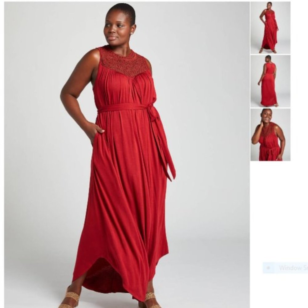 RED Lane Bryant Crochet Maxi Dress Size 14/16